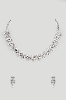 White Finish Zircon Necklace Set