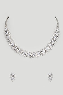 White Finish Zircon Necklace Set