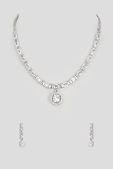 White Finish Zircon Necklace Set
