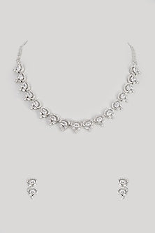 White Finish Zircon Necklace Set