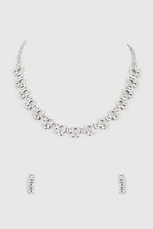 White Finish Zircon Necklace Set