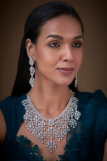 White Finish Zircon Necklace Set