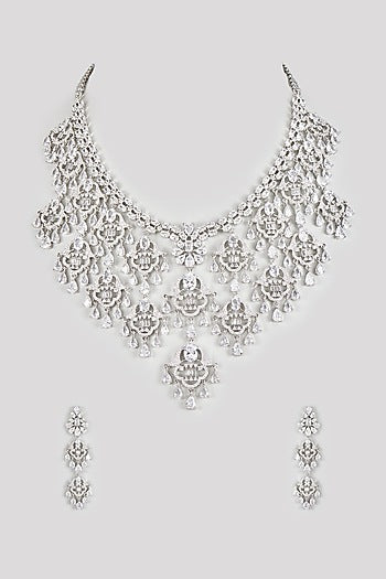 White Finish Zircon Necklace Set
