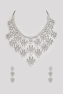 White Finish Zircon Necklace Set