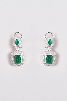 White Finish Zircon & Green Stones Necklace Set