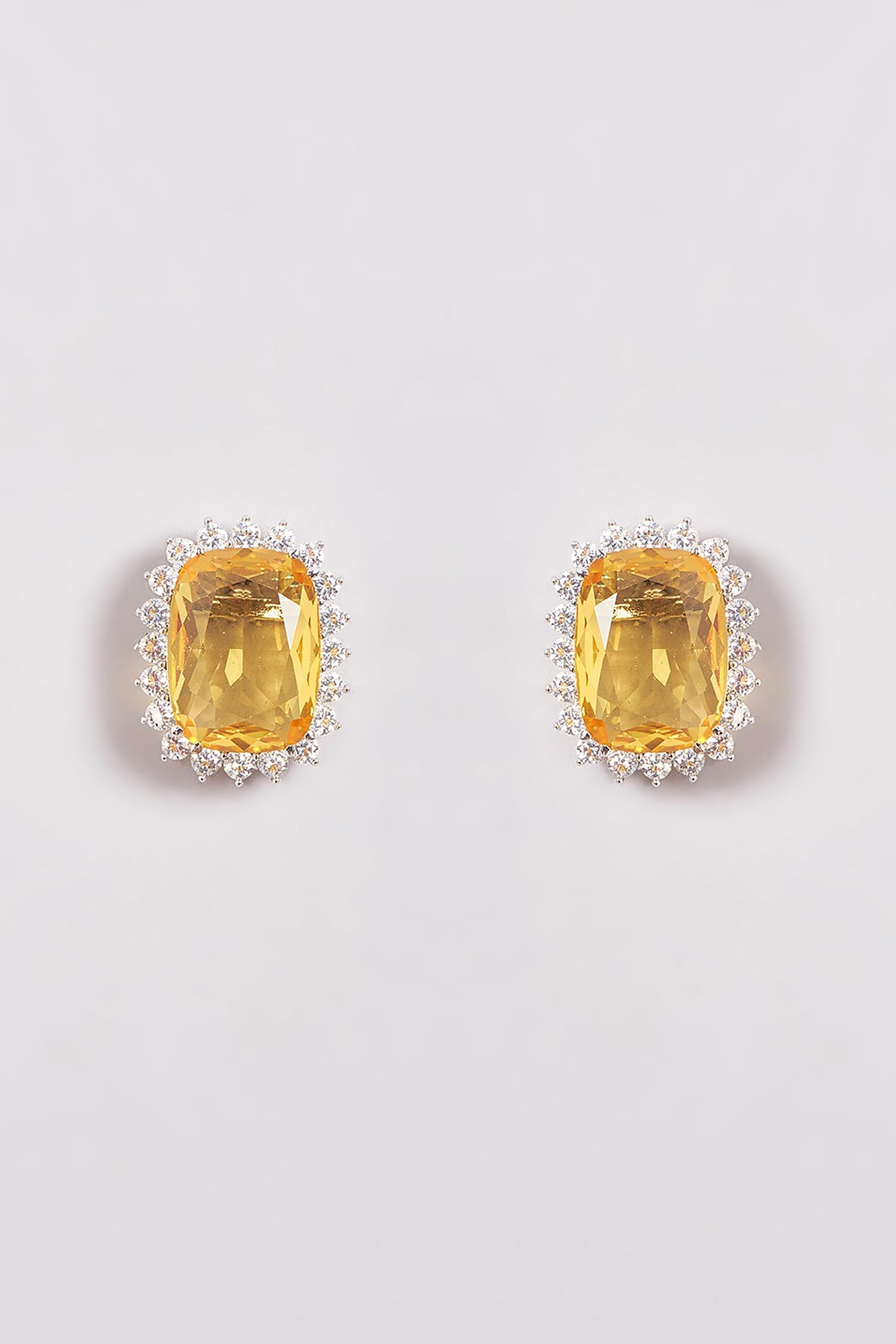 White Finish Zircon & Yellow Stone Necklace Set