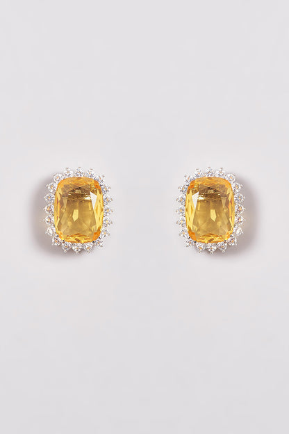 White Finish Zircon & Yellow Stone Necklace Set