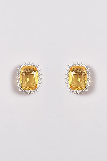 White Finish Zircon & Yellow Stone Necklace Set