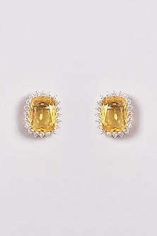 White Finish Zircon & Yellow Stone Necklace Set