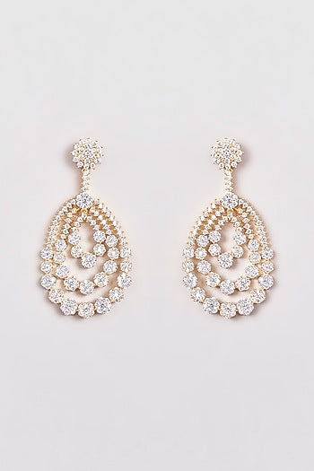Gold Finish Zircon Dangler Earrings