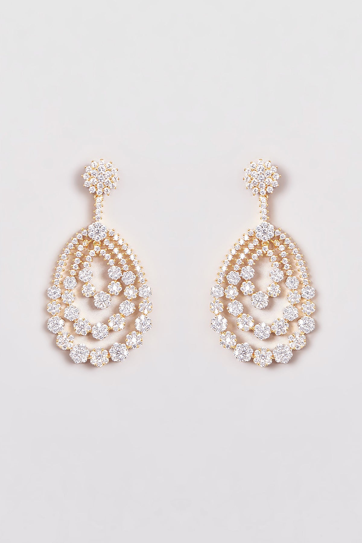 Gold Finish Zircon Dangler Earrings