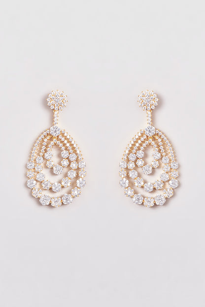 Gold Finish Zircon Dangler Earrings
