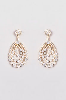 Gold Finish Zircon Dangler Earrings