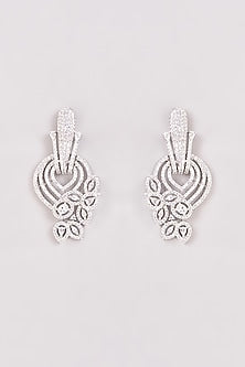White Finish Zircon Dangler Earrings