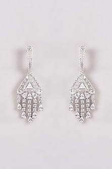 White Finish Zircon Dangler Earrings