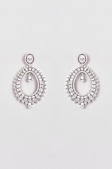 White Finish Zircon Dangler Earrings