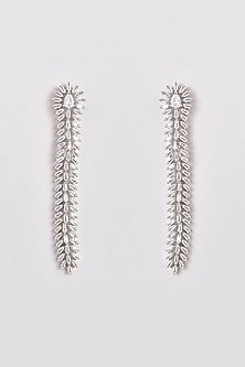 White Finish Zircon Dangler Earrings