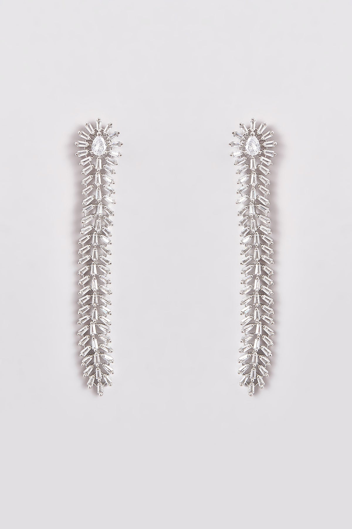 White Finish Zircon Dangler Earrings