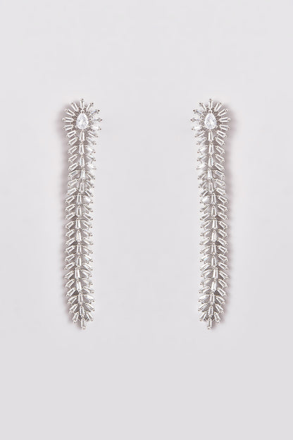 White Finish Zircon Dangler Earrings
