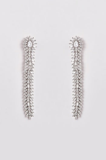 White Finish Zircon Dangler Earrings