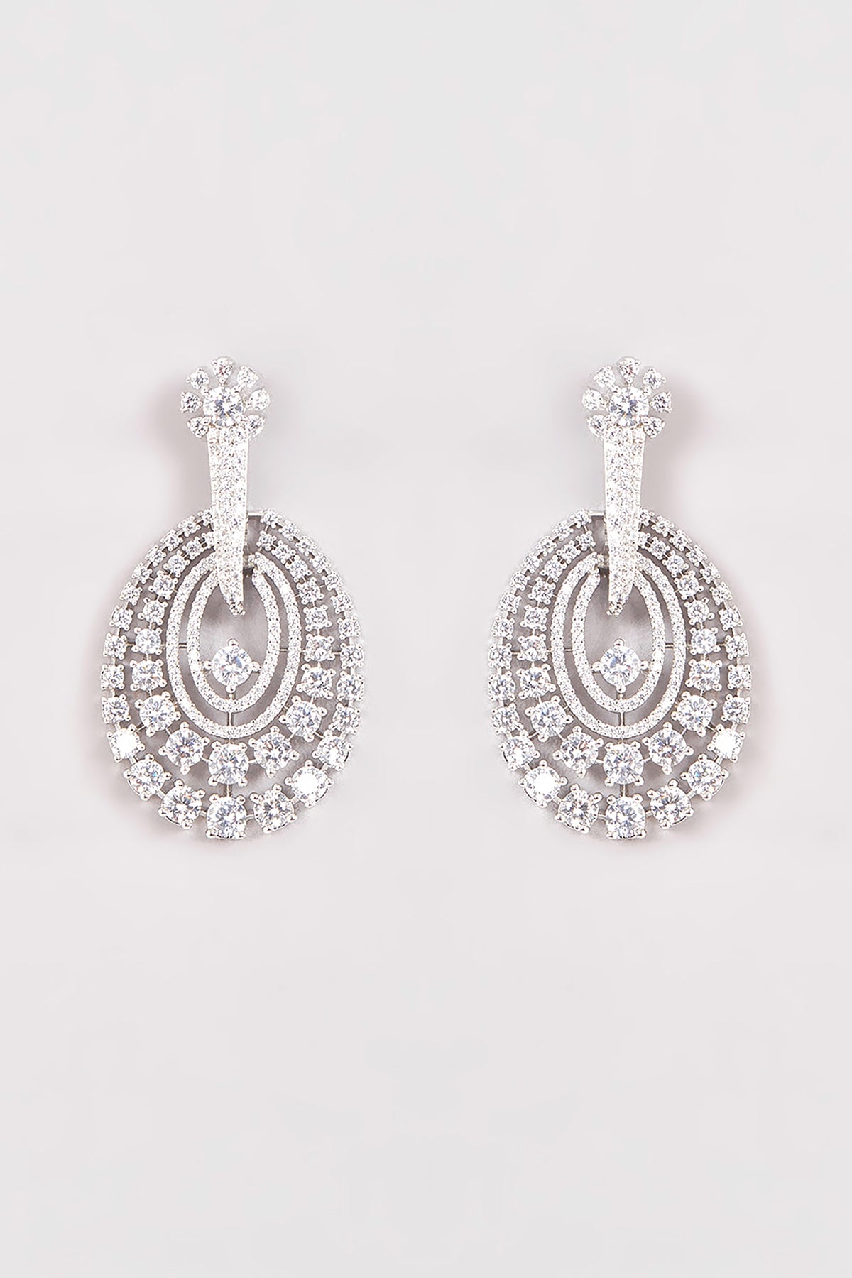White Finish Zircon Dangler Earrings