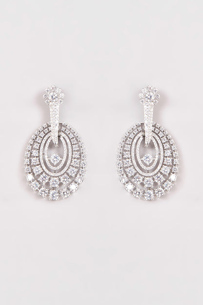 White Finish Zircon Dangler Earrings