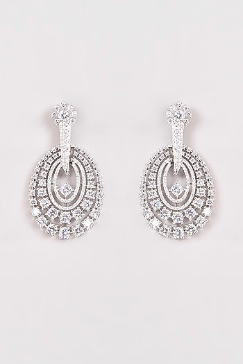 White Finish Zircon Dangler Earrings