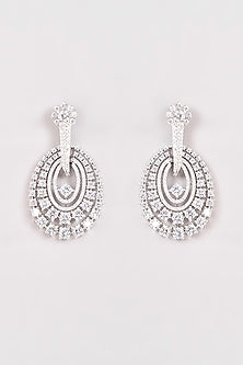 White Finish Zircon Dangler Earrings