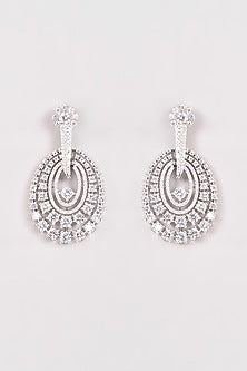 White Finish Zircon Dangler Earrings