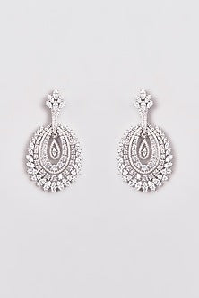 White Finish Zircon Dangler Earrings