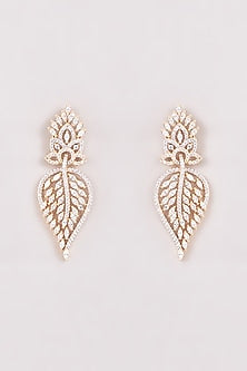 Gold Finish Zircon Dangler Earrings