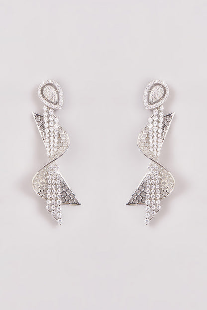 White Finish Zircon Dangler Earrings