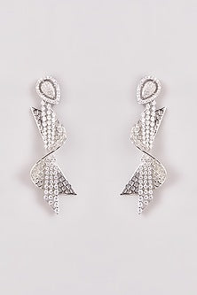 White Finish Zircon Dangler Earrings