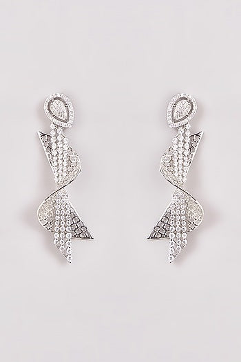 White Finish Zircon Dangler Earrings