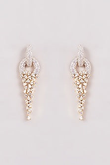 Gold Finish Zircon Dangler Earrings