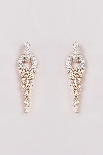 Gold Finish Zircon Dangler Earrings