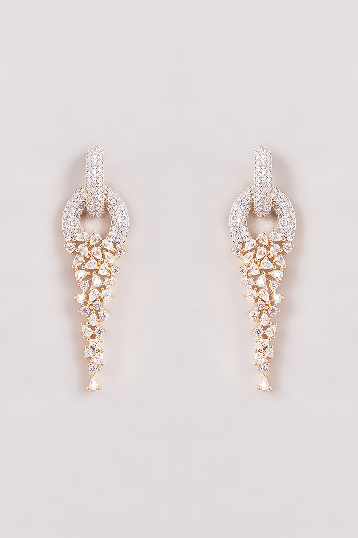 Gold Finish Zircon Dangler Earrings