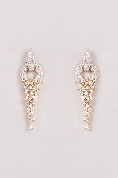 Gold Finish Zircon Dangler Earrings