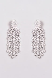 White Finish Zircon Dangler Earrings
