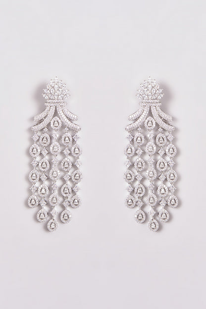 White Finish Zircon Dangler Earrings