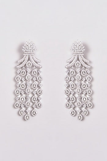 White Finish Zircon Dangler Earrings