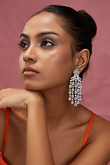 White Finish Zircon Dangler Earrings