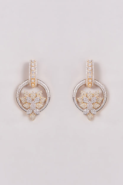 Two Tone Finish Zircon Dangler Earrings