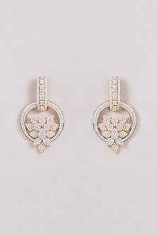 Two Tone Finish Zircon Dangler Earrings