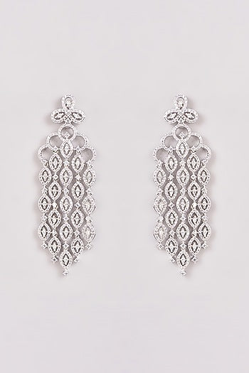 White Finish Zircon Dangler Earrings