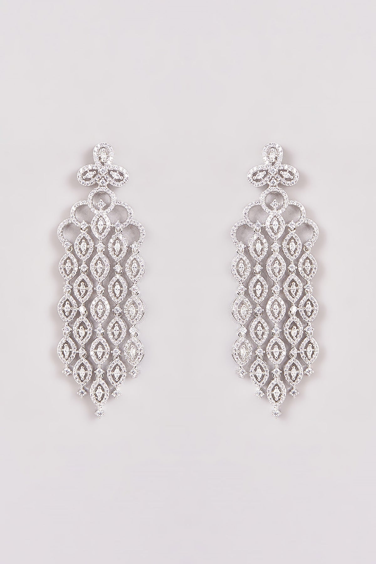 White Finish Zircon Dangler Earrings