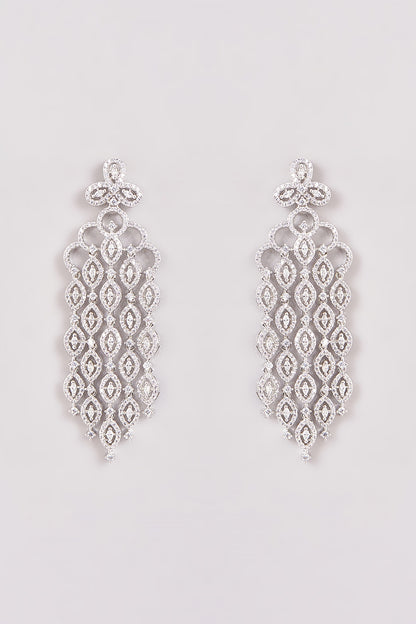 White Finish Zircon Dangler Earrings