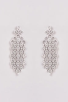 White Finish Zircon Dangler Earrings