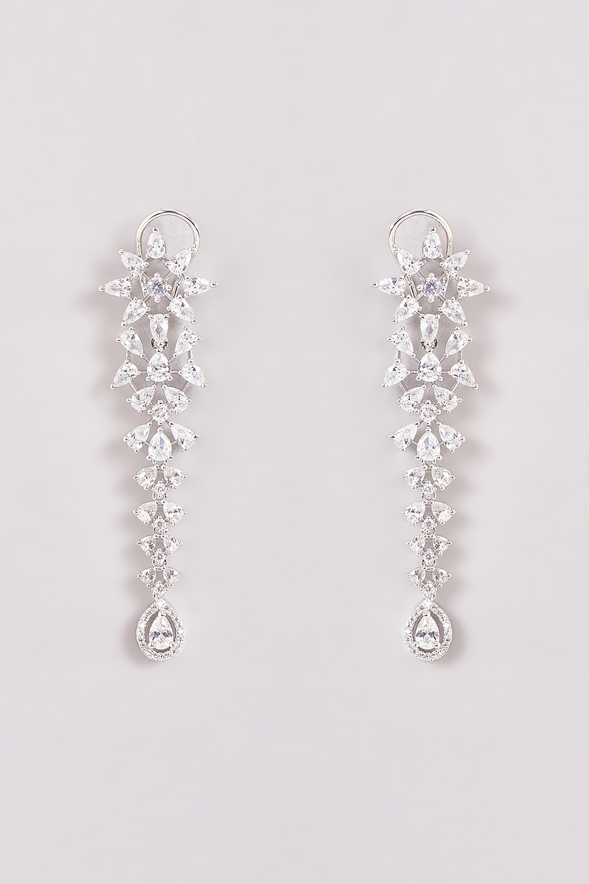 White Finish Zircon Dangler Earrings