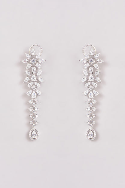 White Finish Zircon Dangler Earrings